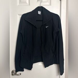 Nike Black Full-Zip Athletic Jacket with White Swoosh